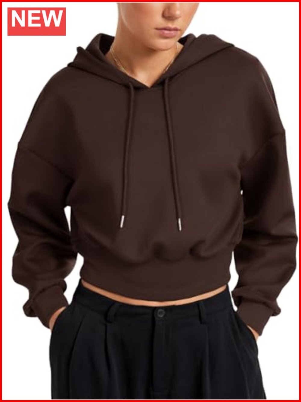 Cropped Hoodie Casual Oversized Sweatshirt Pullover Drawstring